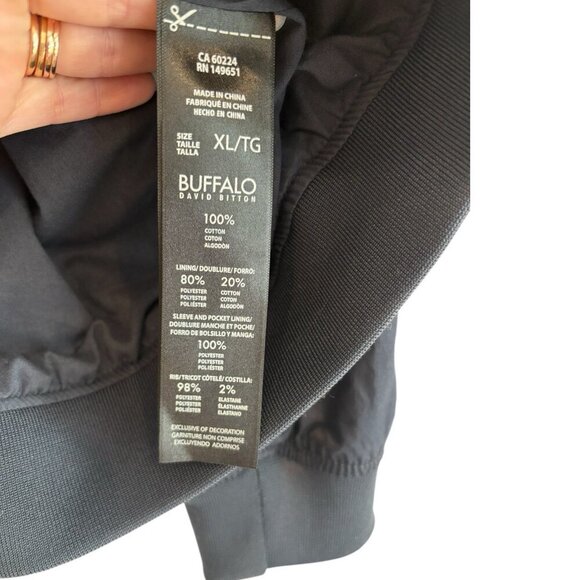 Buffalo David Bitton Men’s XL Bomber Jacket Black Cotton Lightweight Fall Layer - Picture 5 of 5
